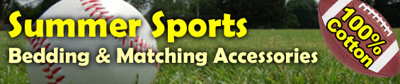 summer sports bedding and matching accessories in 100% cotton
