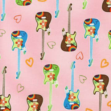 Be Bop Pink Guitars Fabric