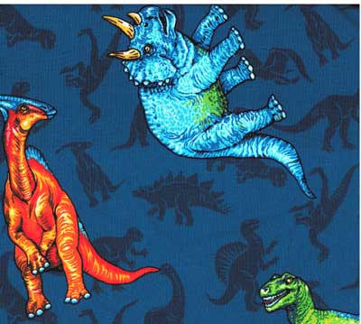 Dinosaurs Blue Fabric