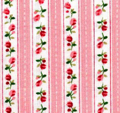 Pink Roses Stripe Fabric