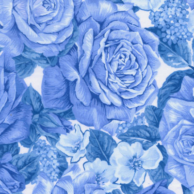 Tea Rose Blue Fabric