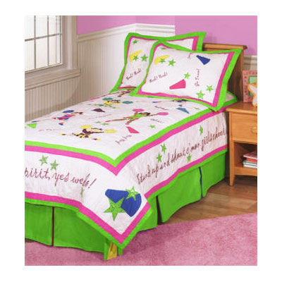 Team Spirit Girls Cheerleading Themed Room Decor Bedding Quilts