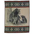 Black Bear Family Fleece Decorative Scenic Blankets