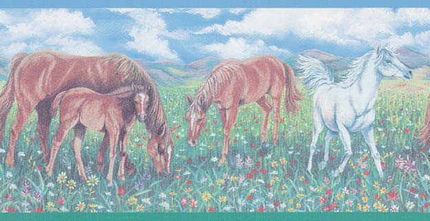 horse wallpaper border. Grass Dark Wall Border