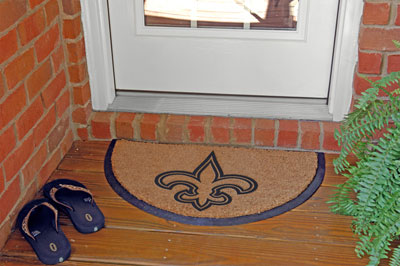 Outdoor Bedspreads on New Orleans Saints Nfl Half Moon Outdoor Door Mat Under Nfl Bedding
