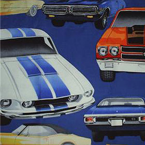 Muscle Cars Blue Twin Ruffled Bed Skirt