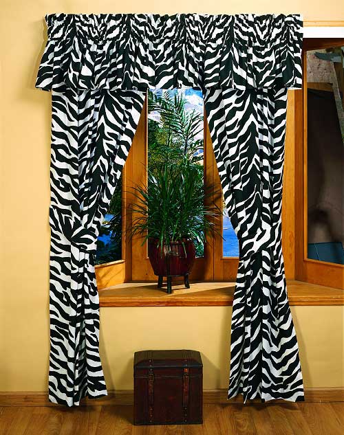 zebra print wallpaper border. Black/White Zebra Print Drapes