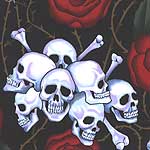 Skull N' Roses Full Round Bolster With Ties