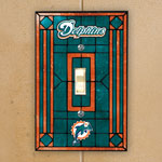 Miami Dolphins NFL Art Glass Single Light Switch Plate Cover
