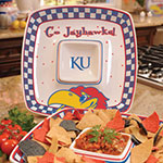 Kansas Jayhawks NCAA College 14" Gameday Ceramic Chip and Dip Tray