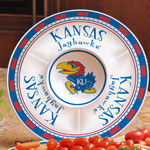 Kansas Jayhawks NCAA College 14" Ceramic Chip and Dip Tray