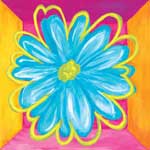 Vivid Daisy Square I - Contemporary mount print with beveled edge