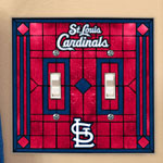 St. Louis Cardinals MLB Art Glass Double Light Switch Plate Cover
