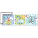 Gingham Jungle Animals - Contemporary mount print with beveled edge