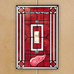 Detroit Redwings NHL Art Glass Single Light Switch Plate Cover