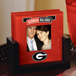 Georgia UGA Bulldogs NCAA College Art Glass Photo Frame Coaster Set