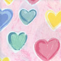 Watercolor Hearts Heart Pillow - Gingham 
