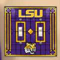 LSU Louisiana State Tigers NCAA College Art Glass Double Light Switch Plate Cover