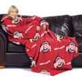 NCAA Ohio State Buckeyes Comfy Throw Blanket with Sleeves