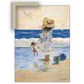 Playing at the Beach - Contemporary mount print with beveled edge