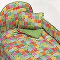 Candy Square Gathered Bed Skirt - Green Check