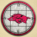 Arkansas Razorbacks NCAA College 12" Round Art Glass Wall Clock
