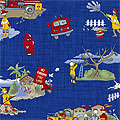 To the Rescue Blue Fabric by the Yard