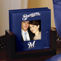 Milwaukee Brewers MLB Art Glass Photo Frame Coaster Set