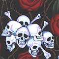Skull N' Roses Full Ruffled Bed Skirt