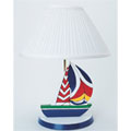 Yacht Club Wooden Handpainted  Spinnaker Lamp