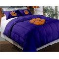 Clemson Tigers College Twin Chenille Embroidered Comforter Set with 2 Shams 64" x 86"