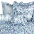 Posies Blue 14" Ruffled Throw Pillow - Floral