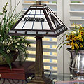 Oakland Raiders NFL Mission Style Stained Glass Lamp