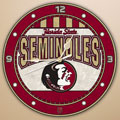 Florida Seminoles NCAA College 12" Round Art Glass Wall Clock