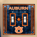 Auburn Tigers NCAA College Art Glass Double Light Switch Plate Cover
