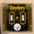 Pittsburgh Steelers NFL Art Glass Double Light Switch Plate Cover