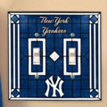 New York Yankees MLB Art Glass Double Light Switch Plate Cover