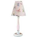 Handpainted Candlestick Lamp with Pink Butterfly Shade