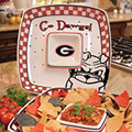 Georgia UGA Bulldogs NCAA College 14" Gameday Ceramic Chip and Dip Tray