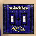 Baltimore Ravens NFL Art Glass Double Light Switch Plate Cover