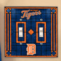 Detroit Tigers MLB Art Glass Double Light Switch Plate Cover
