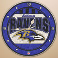 Baltimore Ravens NFL 12" Round Art Glass Wall Clock