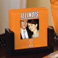 Illinois Illini NCAA College Art Glass Photo Frame Coaster Set
