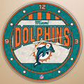 Miami Dolphins NFL 12" Round Art Glass Wall Clock