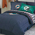 Miami Dolphins NFL Team Denim Twin Comforter / Sheet Set