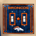 Denver Broncos NFL Art Glass Double Light Switch Plate Cover