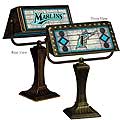 Florida Marlins MLB Art Glass Banker's Lamp