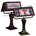 Texas Rangers MLB Art Glass Banker's Lamp