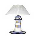 Seaside Handpainted Lighthouse Lamp and Shade
