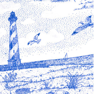 Lighthouse Toile Fabric